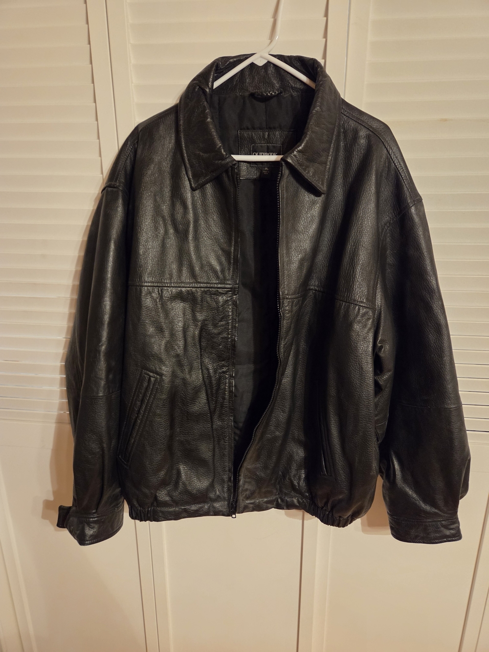 Outbrook XL Men's Black Leather Zip Front Jacket